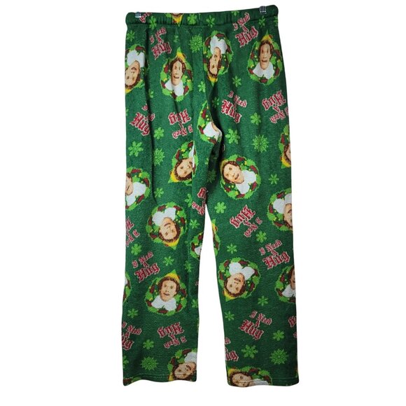 2/$15 ELF Movie Mens Christmas Fleece Pajama Pants Green Large Drawstring PullOn - Picture 6 of 8